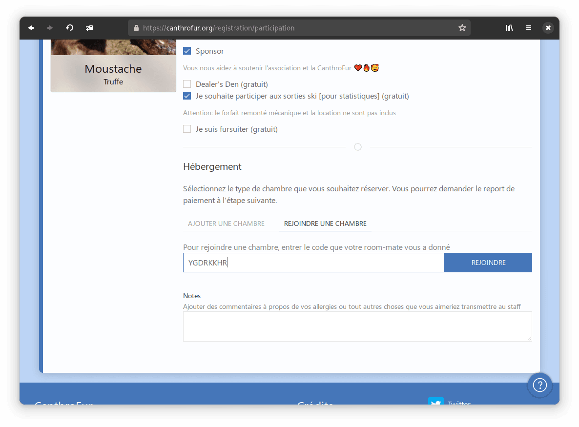 Room joiner form